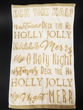 NEW KASSAFINA WHITE,GOLD HOLIDAY,MERRY CHRISTMAS HOLY COTTON+VISCOSE BATH TOWEL