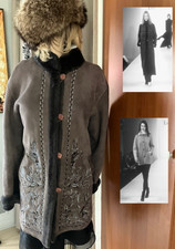 Louis Dell Olio Jaw-dropping Beautiful Shearling Coat/jacket Tonal Embroidery M