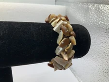 Vintage MOP  Abalone Shell Beaded Stretch Wrist Bracelet Marked J.S.F.K. 