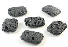32X22-34X24MM BLACK VOLCANIC BASALTIC LAVA GEMSTONE RECTANGLE LOOSE BEADS 8inch