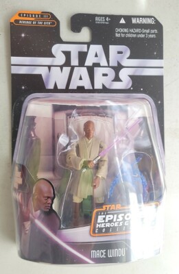 NEW HASBRO STAR WARS EPISODE III HEROES VILLAINS MACE WINDU ACTION FIGURE! S44