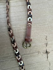 FOSSIL Multi-Color Link Leather Brass Buckle Belt Size M