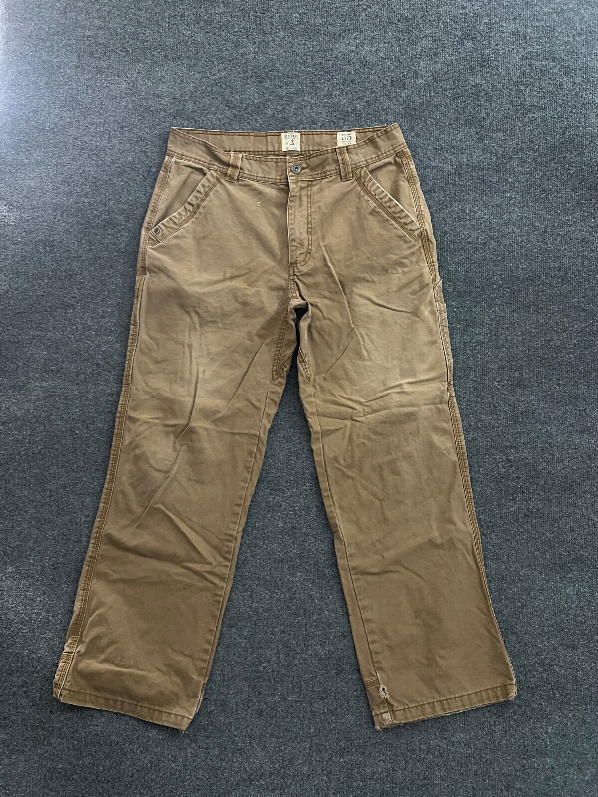 Red Head Pants Mens 35x30 Tan Duck Canvas Carpenter Utility Workwear Outdoors