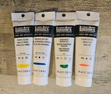 4 Liquitex Heavy Body Paint Turner's Yellow Manganese Viridian Fluorescent Red