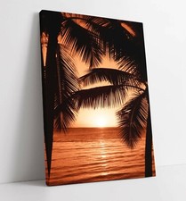 PALM TREE SUNSET 1 CANVAS WALL ART FLOAT EFFECT/FRAME/PICTURE/POSTER PRINT-