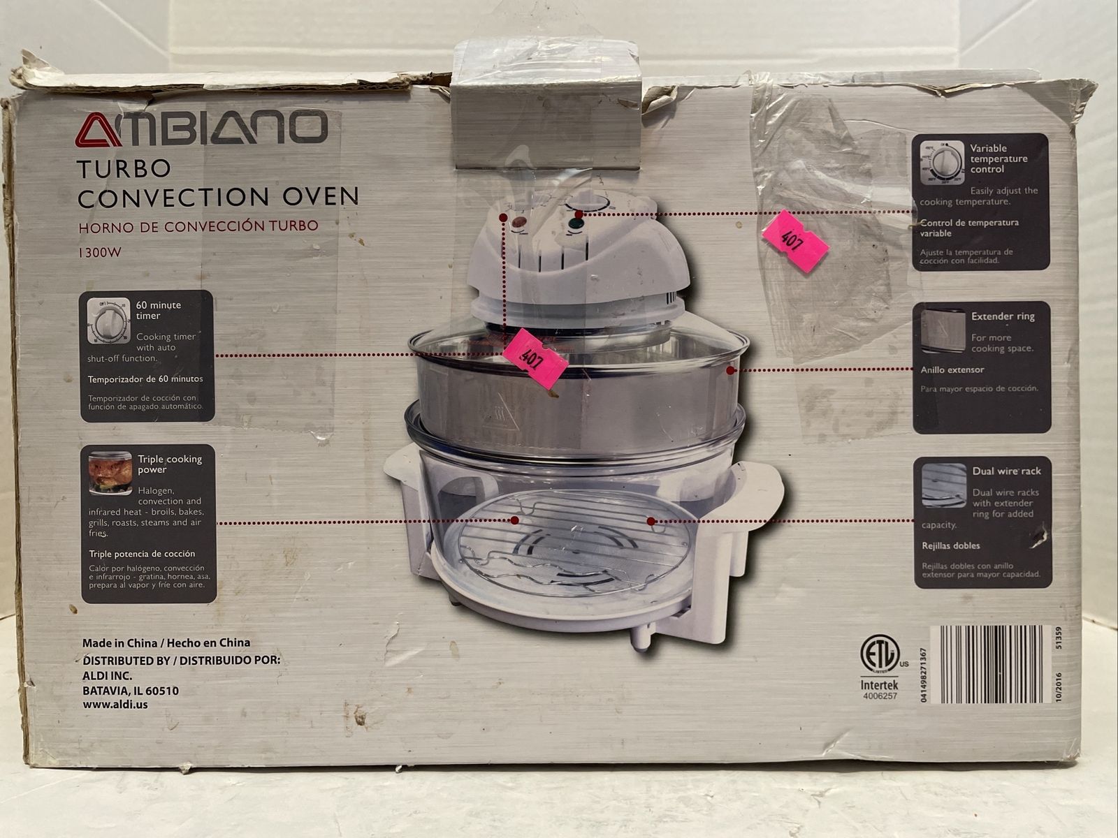 New in Open Box*Ambiano Turbo Convection Oven with Extender/Extension
