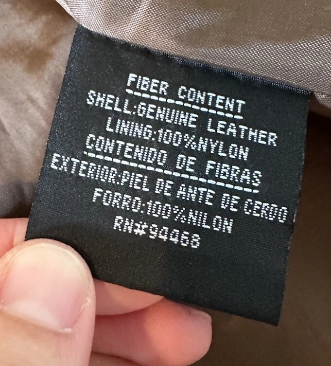 Esprit 女式复古皮革条纹细节夹克 L 码棕色 Sf19 — 第 4/4 张图片