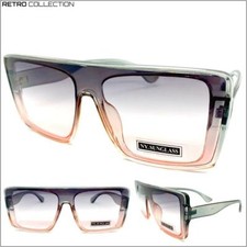Oversized Contemporary Modern Retro Shield SUNGLASSES Big Gray Transparent Frame