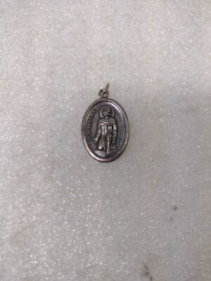 Saint St. Peregrine - Pray for Us - Italian Silver tone Ox 1 inch Medal 