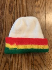 Vintage Knit Winter Hat - Red/Yellow/Green/White - Unisex
