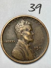 1911-D LINCOLN WHEAT CENT, "HIGH GRADE VF", coin #39