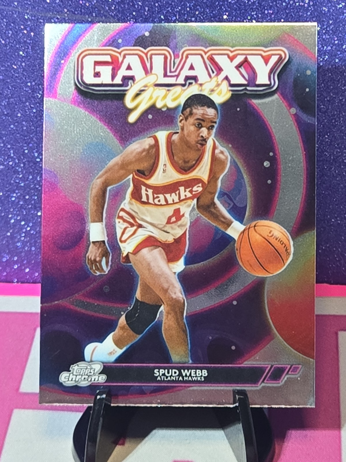Spud Webb Galaxy Greats 2025-26 Topps Chrome Cosmic #GG-12 Atlanta Hawks