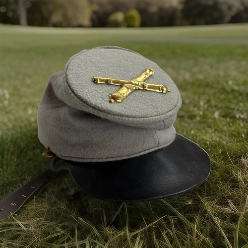 US Civil War Confederate Artillery Officers Enlisted Forage Visor Kepi Hat Cap L