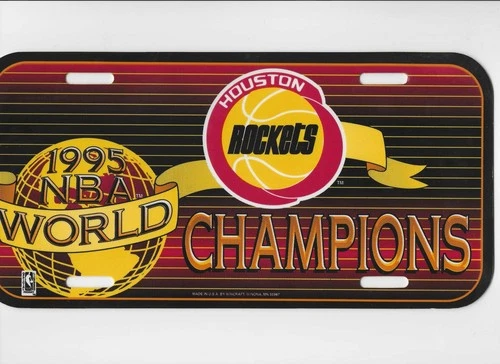 1995 Wincraft Houston Rockets World Champions Plastic Novelty License Plate