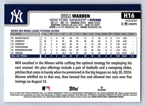 2025 Topps Holiday Base  # H 1 - H 200  - PICK YOUR CARDS - 第 30/318 張圖片