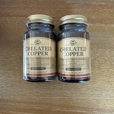 2  Solgar Chelated Copper 100 Tablets Each