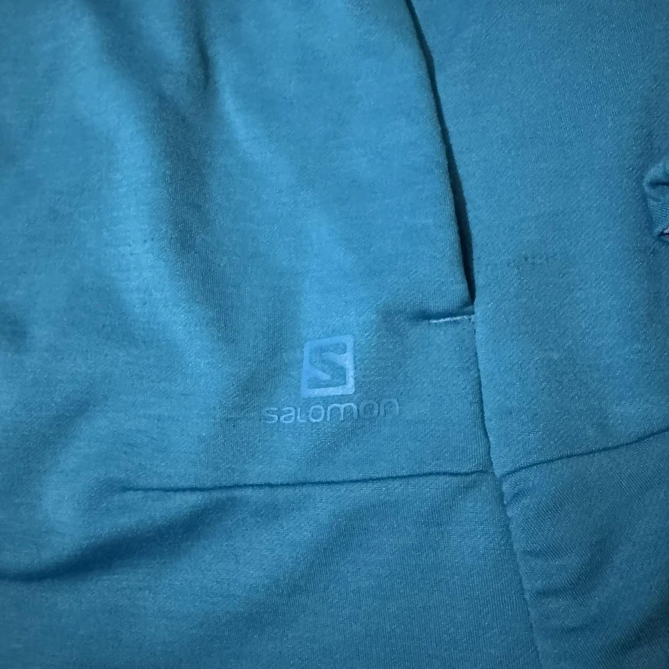 Salomon Hoodie Womens Medium Blue ActiTherm Pullover Zip Pocket Running Athletic - Image 3 of 4