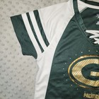 Green Bay Packer Woman's Jersey Rinestones Sequin Lace-up Majestic Fan Fashion M — photo 5