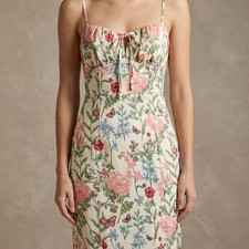 Boutique Women Floral Butterfly Maxi Dress Cottagecore Boho Tie Front M