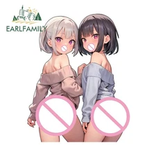 EARLFAMILY Sexy Girls Ass Car Stickers NSFW Waifu Butts Ecchi Decals 