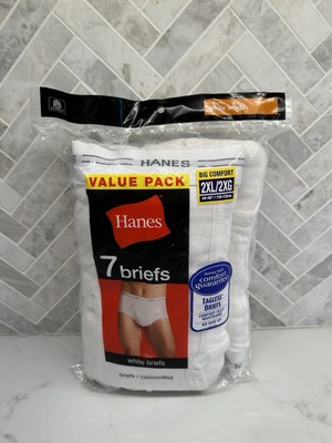 Hanes Seven 7 Pack Value Pack Tagless Briefs Underwear White Mens Size 2XL