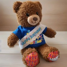 Build A Bear Happy Birthday Brown Teddy Bear Plush 15" with Shirt and Sash BAB