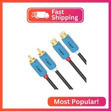 J D 2 RCA Extension Cable, Gold Plated 2 RCA Male to Female Stereo Audio Extensi
