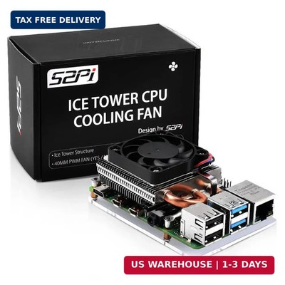 GeeekPi Fan for Raspberry Pi 4, Ultra Thin ICE Tower Cooler for Raspberry Pi, PW