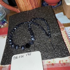 12 Graduated Strand Black Faceted Czech Glass Rondelles 10 8 5 4mm. US Seller