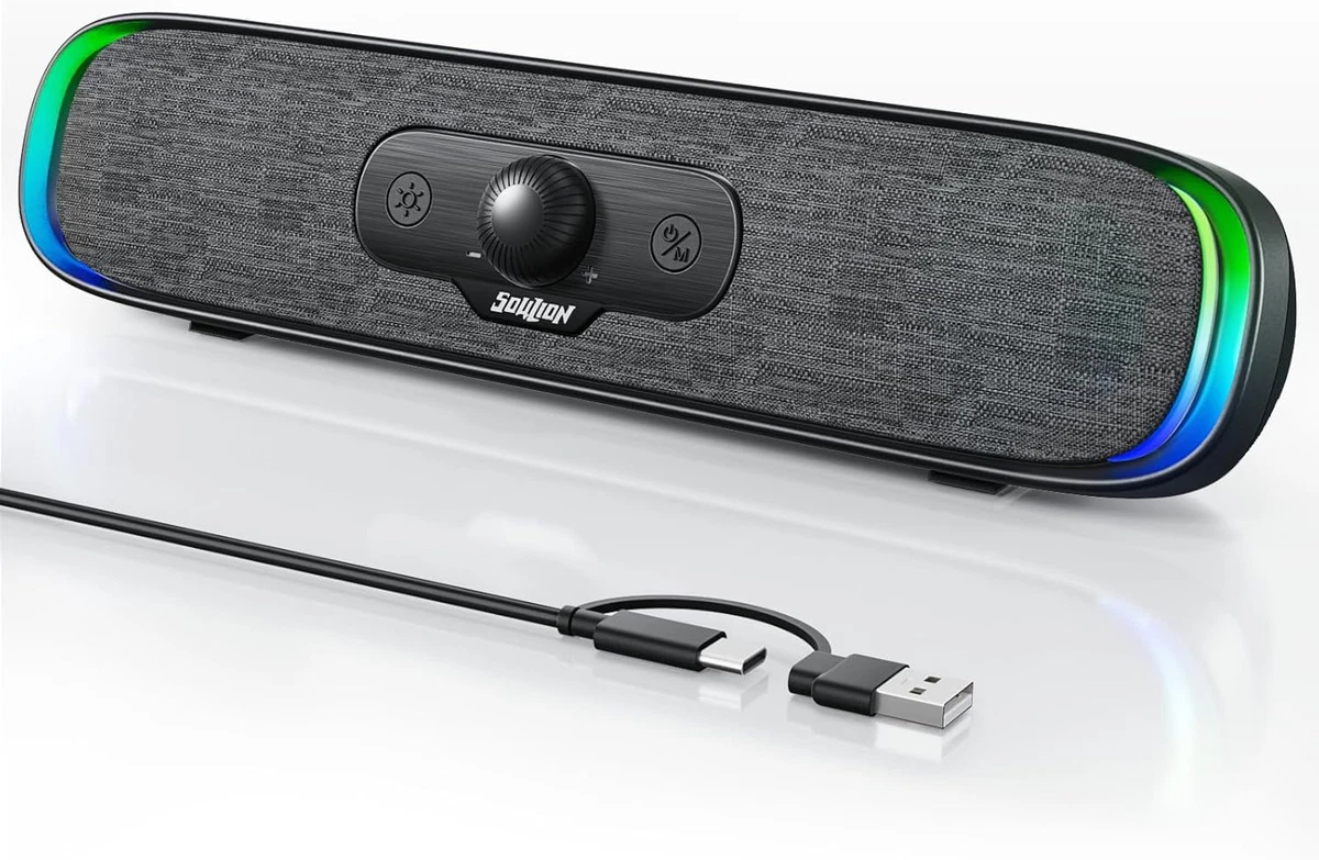 Soundbar Cablata Per PC – Altoparlanti Stereo Da Gaming Con Ingresso 3.5 Mm – Cassa Surround Per Computer, Cellulare, Tablet (Nero) - 6