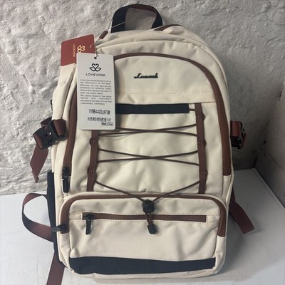 LOVEVOOK 4400 Laptop Backpack for Women, 17.3 Inch Business College Beige Black