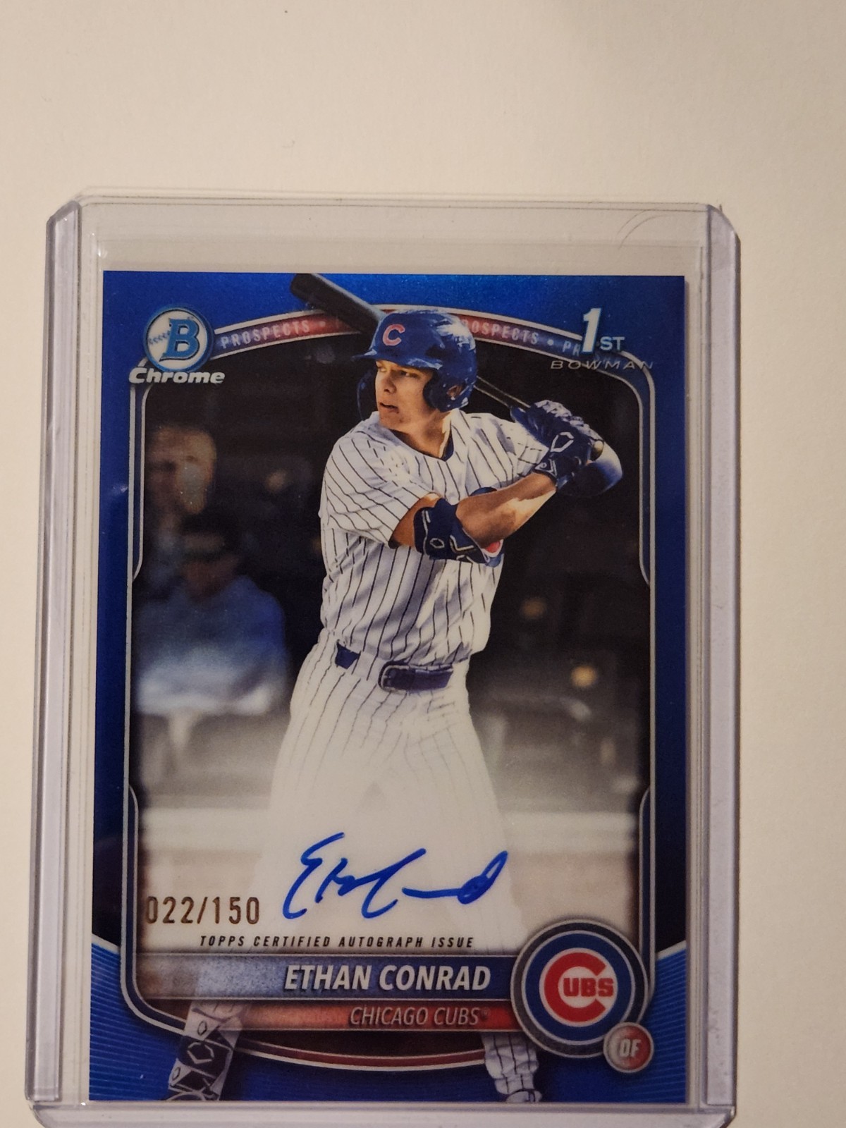 ETHAN CONRAD - 2025 Bowman Draft Chrome Prospect True Blue Auto /150 #CPA-EC