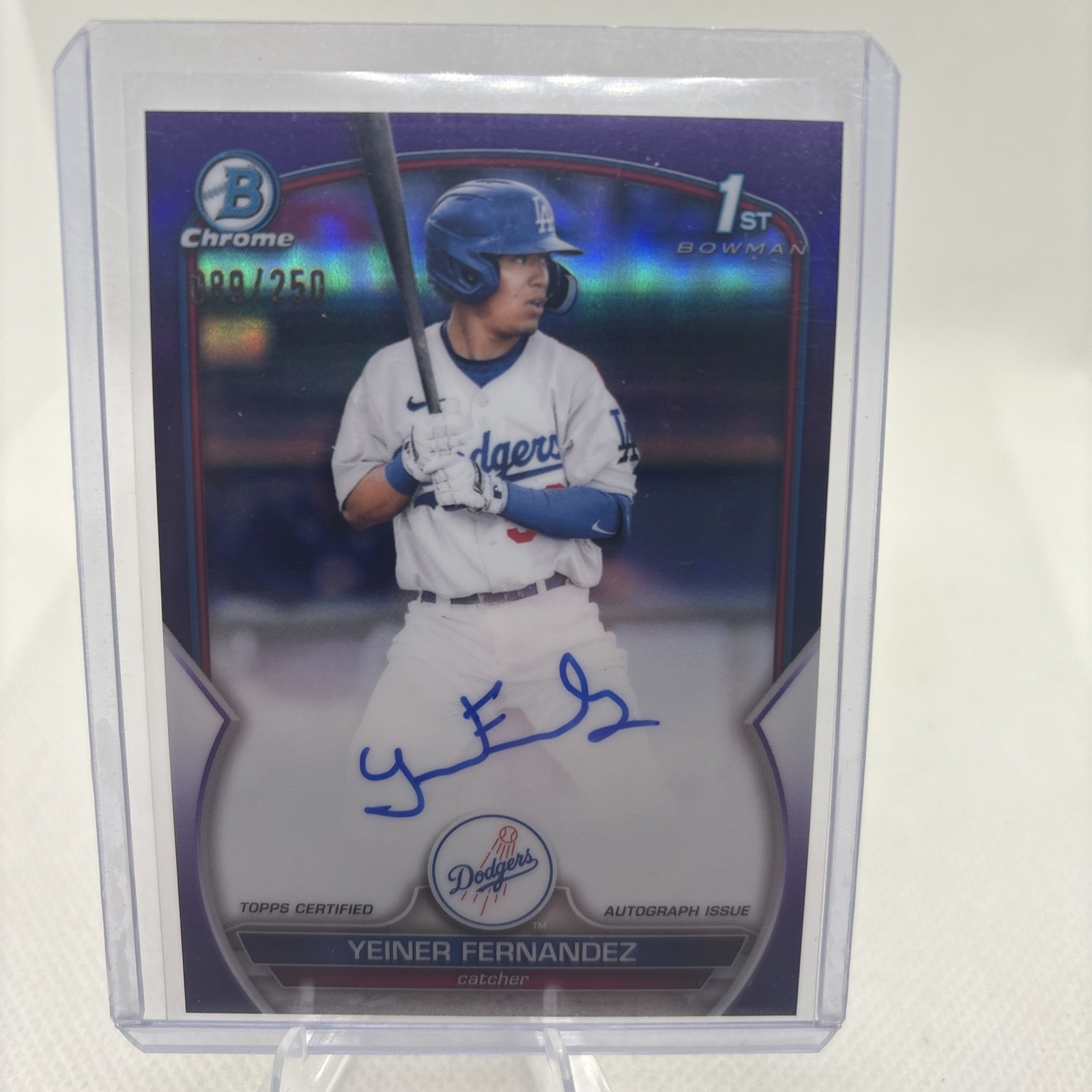 Yeiner Fernandez 2023 Bowman Chrome Purple Refractor Auto Card /250 #CPA-YF SH2