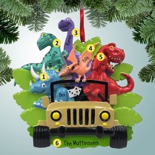 Dinosaur Family - Family of 5 - Personalized Christmas Ornament