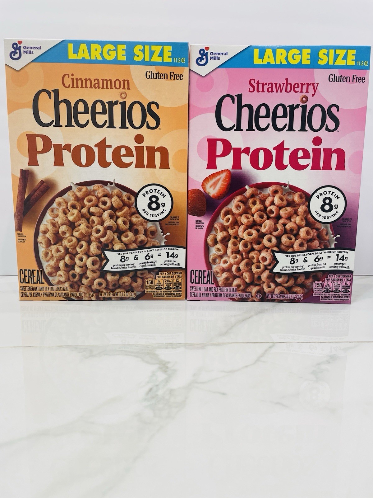 New Large Size Strawberry & Cinnamon Cheerios Protein Gluten Free Cereal 11.2 Oz