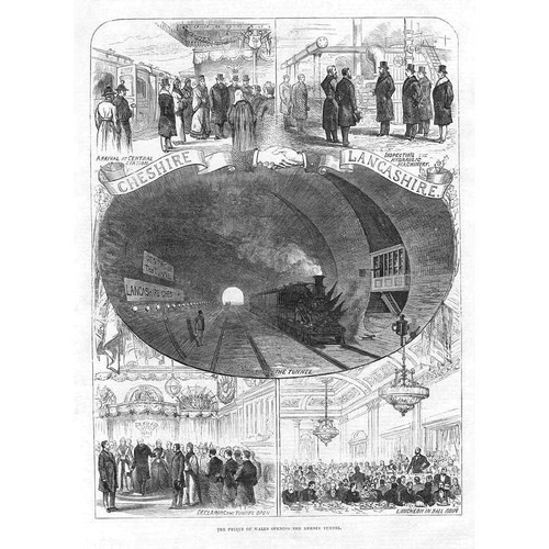 MERSEY TUNNEL Opening by the Prince of Wales - Antique Print 1886