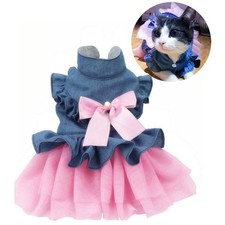 Denim Cat Dress Skirt Summer Pet Clothes for Female Cats Kittens Dogs Costume