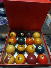 Lot Of 39 ARAMITH POOL BALLS 2 1 / 4" BILLIARDS MADE IN BELGIUM ORIGINAL BOX 