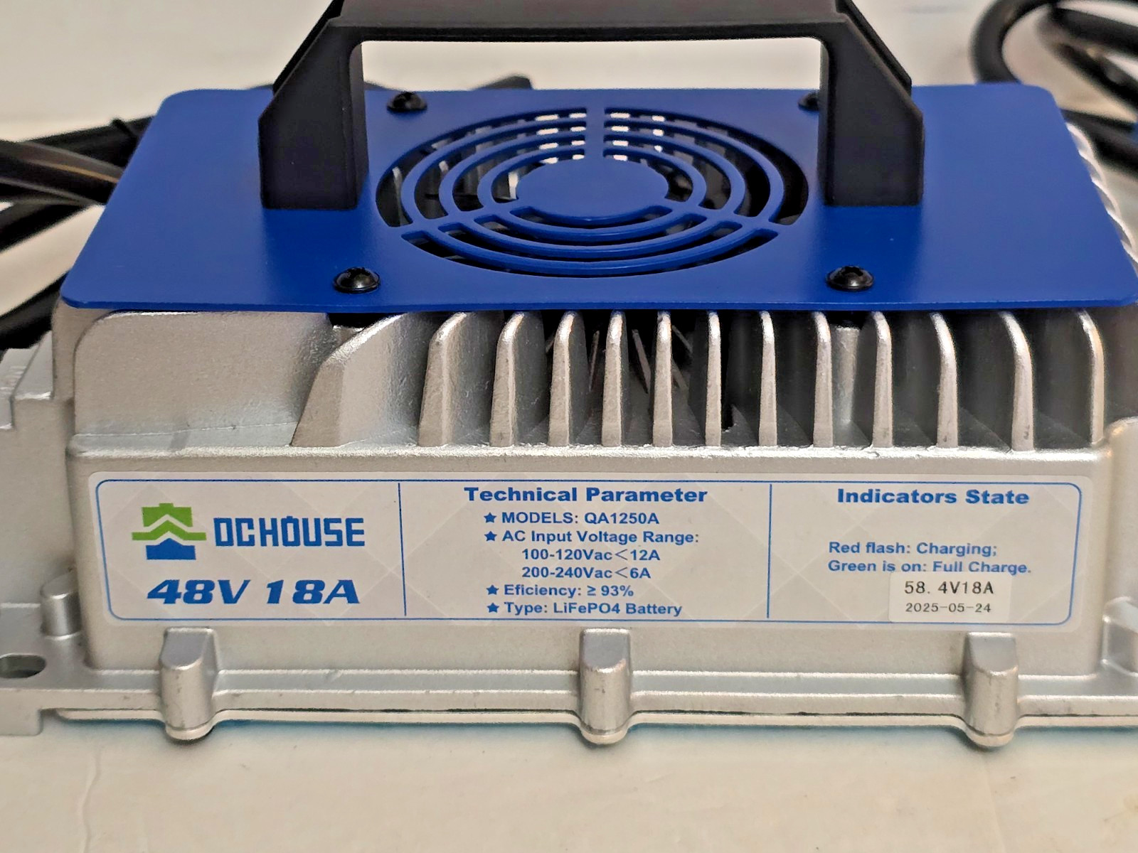 DC HOUSE 48V 18Amp AC To DC LiFePO4 Portable Battery Charger For Golf Cart