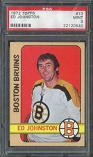 1972-73 TOPPS #13 ED JOHNSTON PSA 9 BRUINS *DS15737