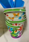 6 Vintage OHIO ART TIN TOY BEACH SAND PAIL & SHOVEL Frog Musicians & Mushrooms