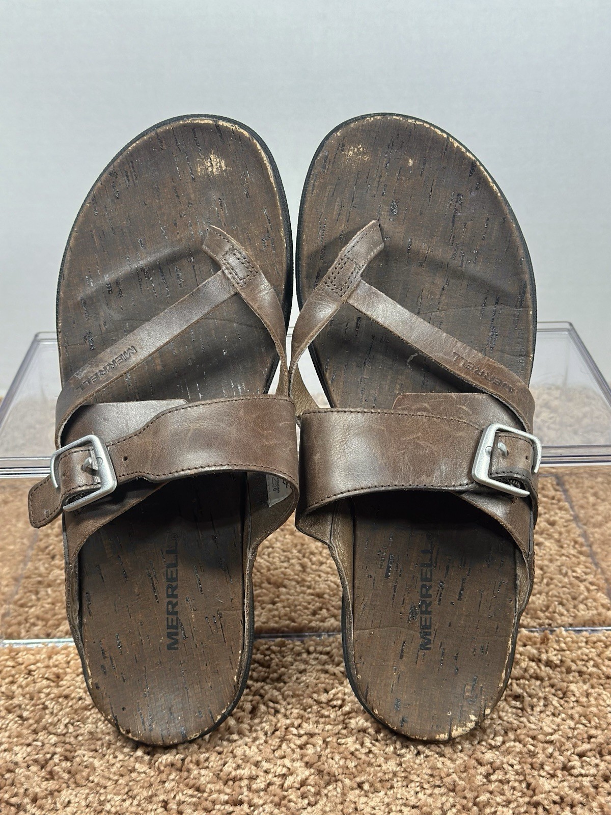 Merrell sandali donna Around Town Luxe 9 pelle marrone perizoma pelle J03730