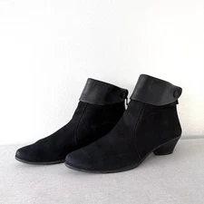 Arche Boots Womens 9 Black Leather Ankle Low black nubuck French Booties EU 40