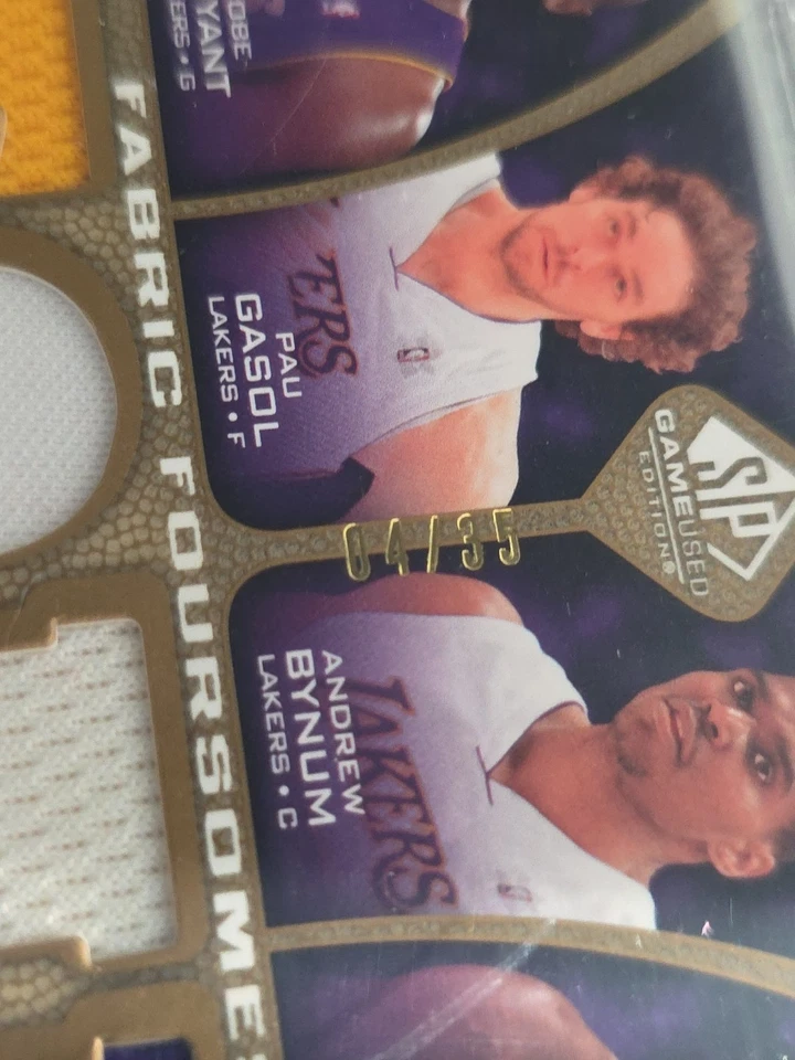 Juego usado 2009-10 SP - Fabric Foursomes Bryant, Gasol, Bynum, Odom #F4-BOGB 4/35 Foto 2 de 3