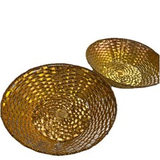 Round Gold Aluminum Basket 25cm Serving Naan Tray Bread Rolls Roti Baskets X 2