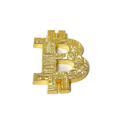 Bitcoin Logo - Gold Metal Physical Blockchain Cryptocurrency Logo in case