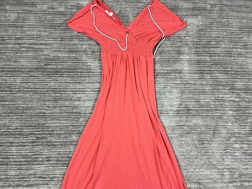 Boston Proper Dress Womens XS Pink Maxi Long Rayon Blend Short Sleeve VNeck - Picture 7 of 11