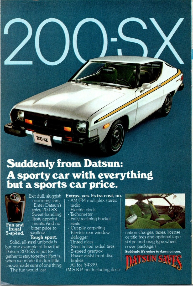 Datson 200-Sx Sporty car Original Vintage Print Ad | eBay