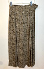 Vintage JG Hook Women's Pleated Taupe  Navy Paisley Skirt / SZ. 10