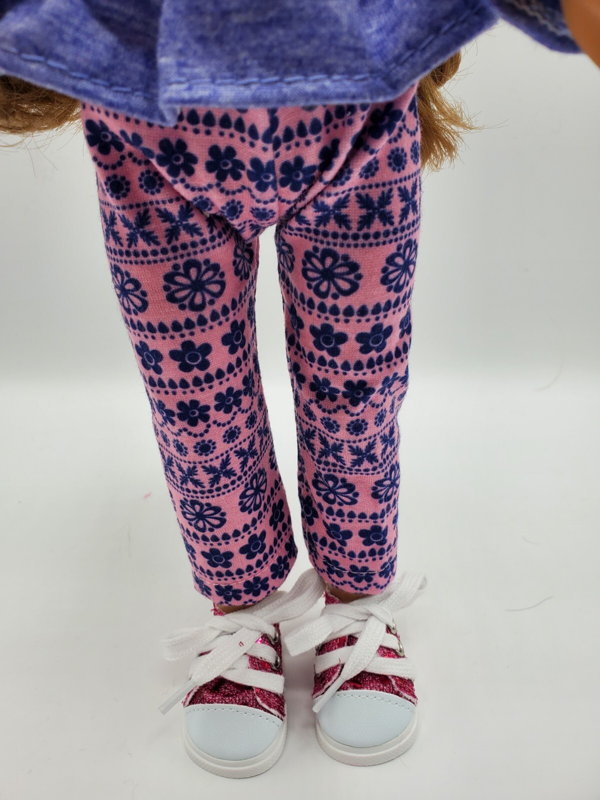 WW Pant Outfit, Purple & Pink 'Flower Fox' Pant Set-Tennis Shoes for 14.5" Dolls